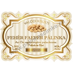 Faeper fehér pálinka címke - "Golden Age"