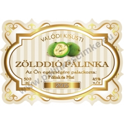 Zöld dió pálinka címke - "Golden Age"