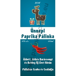 Paprika karácsonyi pálinka címke - "Christmas deer"