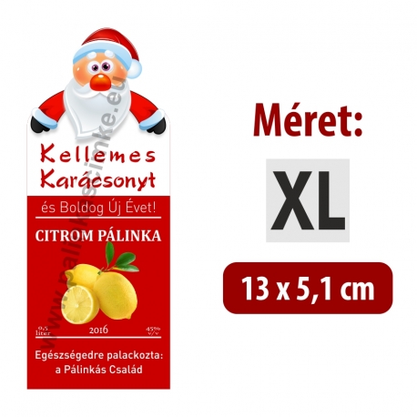 Citrom karácsonyi pálinka címke - "Santa"