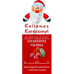 Cseresznye karácsonyi pálinka címke - "Santa"