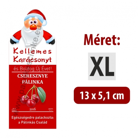 Cseresznye karácsonyi pálinka címke - "Santa"