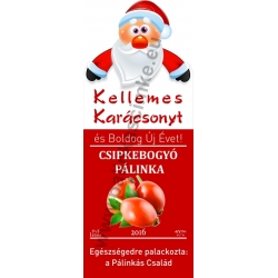 Csipkebogyó karácsonyi pálinka címke - "Santa"