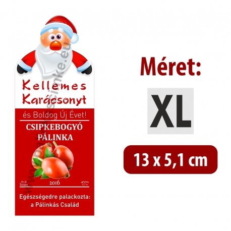 Csipkebogyó karácsonyi pálinka címke - "Santa"