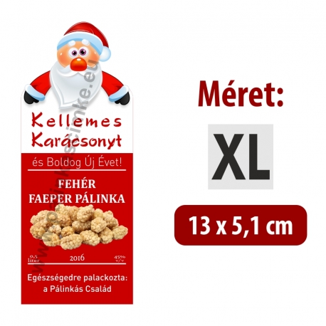 Faeper fehér karácsonyi pálinka címke - "Santa"