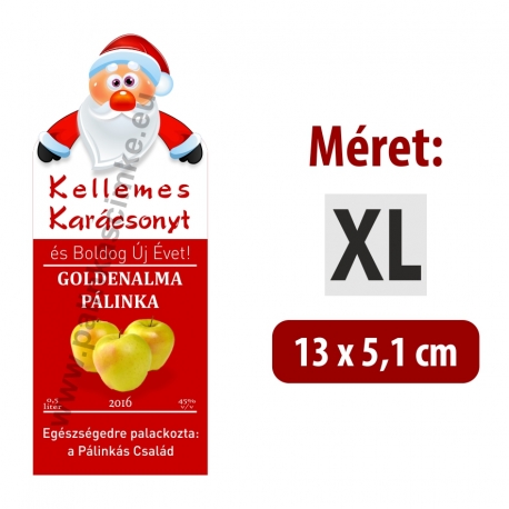 Golden alma karácsonyi pálinka címke - "Santa"