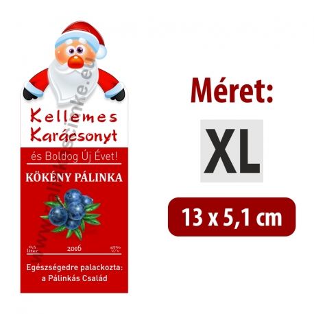 Kökény karácsonyi pálinka címke - "Santa"