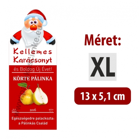 Körte karácsonyi pálinka címke - "Santa"