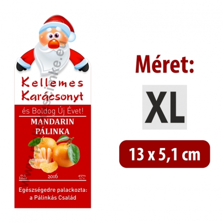 Mandarin karácsonyi pálinka címke - "Santa"