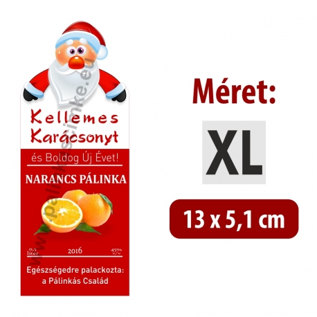 Narancs karácsonyi pálinka címke - "Santa"