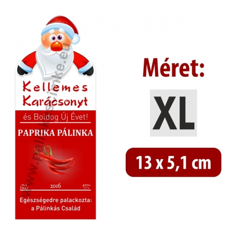 Paprika karácsonyi pálinka címke - "Santa"