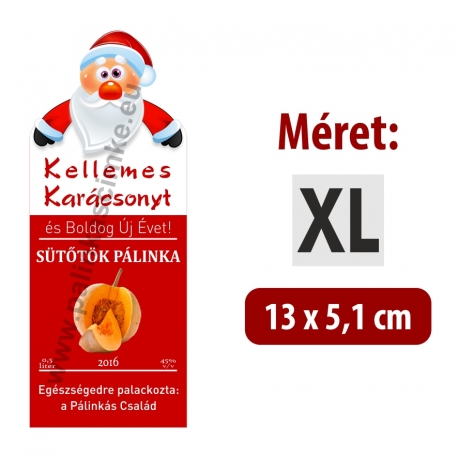 Sütőtök karácsonyi pálinka címke - "Santa"