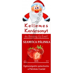 Szamóca karácsonyi pálinka címke - "Santa"