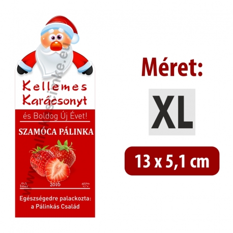 Szamóca karácsonyi pálinka címke - "Santa"