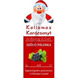 Szőlő kék karácsonyi pálinka címke - "Santa"