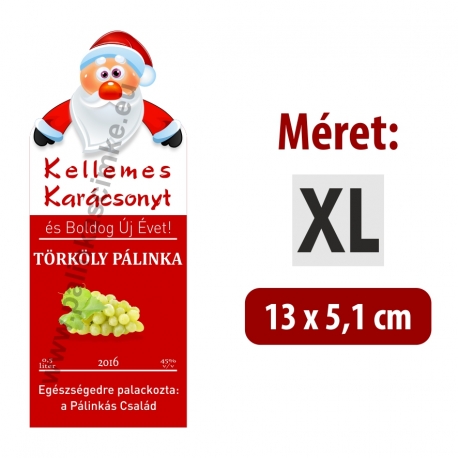 Törköly fehér karácsonyi pálinka címke - "Santa"