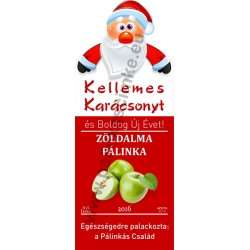 Zöld alma karácsonyi pálinka címke - "Santa"