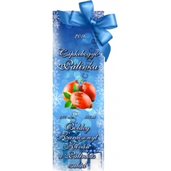 Csipkebogyó karácsonyi pálinka címke - "Xmas blue"