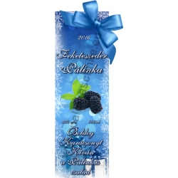 Fekete szeder karácsonyi pálinka címke - "Xmas blue"
