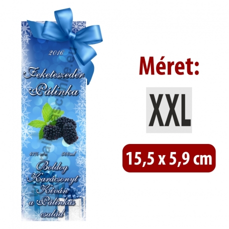 Fekete szeder karácsonyi pálinka címke - "Xmas blue"