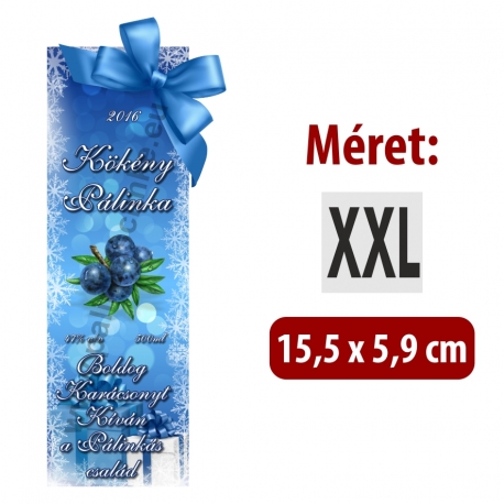 Kökény karácsonyi pálinka címke - "Xmas blue"