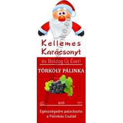 Törköly kék karácsonyi pálinka címke - "Santa"