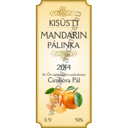 Mandarin pálinkás címke - "charming"