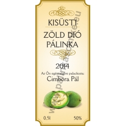 Zöld dió pálinkás címke - "charming"