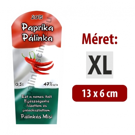 Paprika pálinka címke - "TRICOLOR"