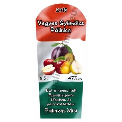 Vegyesgyümölcs pálinka címke - "TRICOLOR"