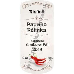 Paprika pálinkás címke - "retro"
