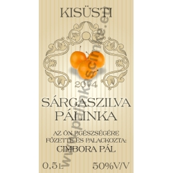 Sárga szilva pálinkás címke - "traditional"