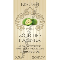 Zöld dió pálinkás címke - "traditional"