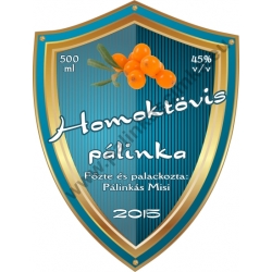 Homoktövis pálinka címke - "Blueshield"