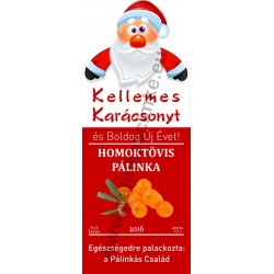 Homoktövis karácsonyi pálinka címke - "Santa"