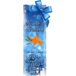 Homoktövis karácsonyi pálinka címke - "Xmas blue"