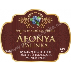 Áfonya pálinka címke - "Superb"