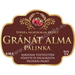 Gránát alma pálinka címke - "Superb"