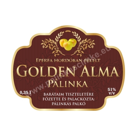 Golden alma pálinka címke - "Superb"