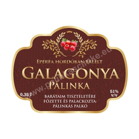 Galagonya pálinka címke - "Superb"