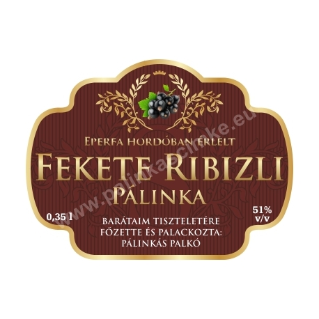 Fekete ribizli pálinka címke - "Superb"