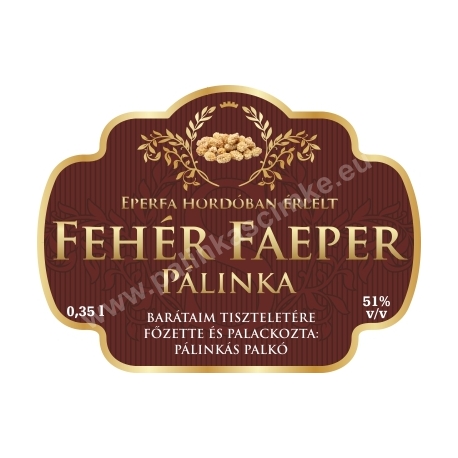 Faeper fehér pálinka címke - "Superb"