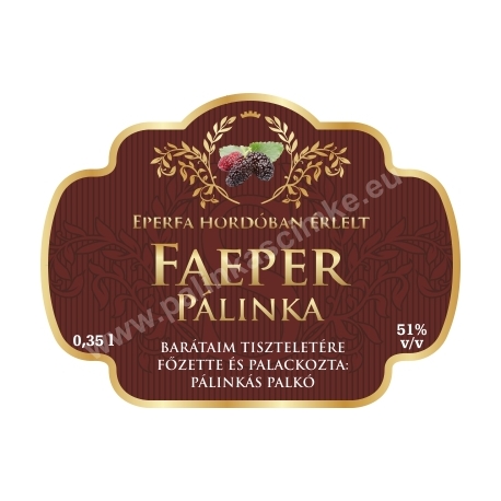 Faeper pálinka címke - "Superb"