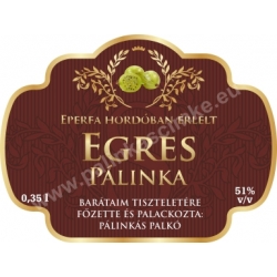 Egres pálinka címke - "Superb"