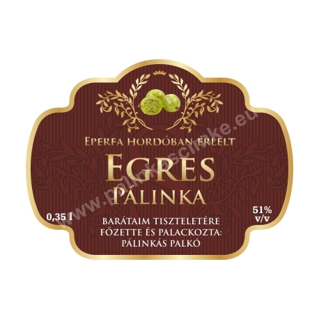 Egres pálinka címke - "Superb"