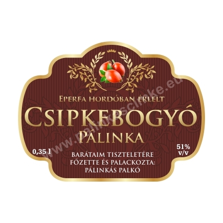 Csipkebogyó pálinka címke - "Superb"