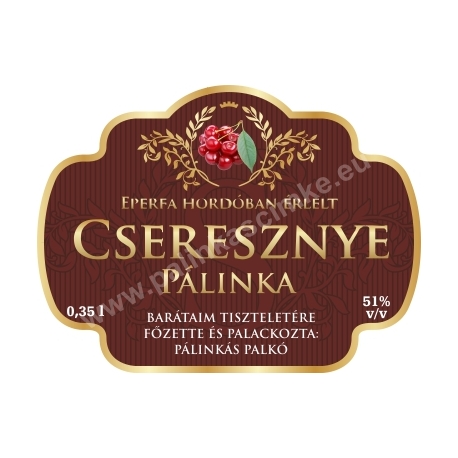 Cseresznye pálinka címke - "Superb"