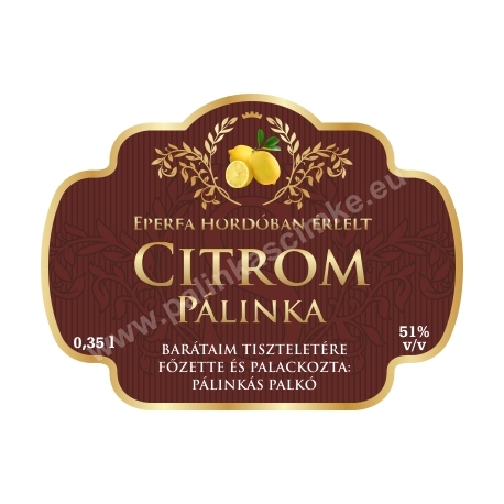 Citrom pálinka címke - "Superb"