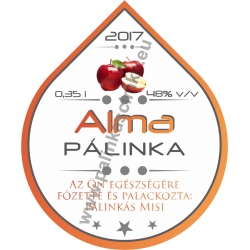 Alma pálinka címke - "Rain"