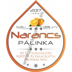 Narancs pálinka címke - "Rain"